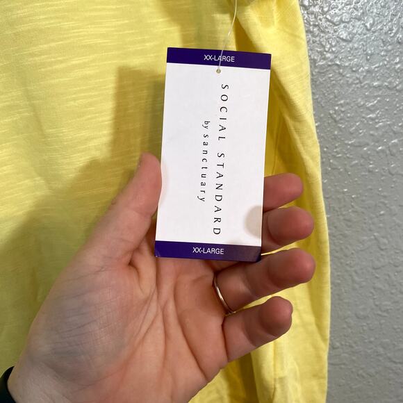 Social Standard Sanctuary XXL Tee Shirt Top Short Sleeve Yellow Scoop Neck - Picture 5 of 9